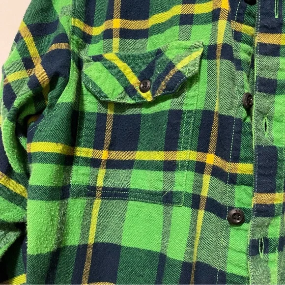 Columbia, University of Oregon Ducks plaid flannel shirt, black, green, yellow,M - Picture 6 of 8
